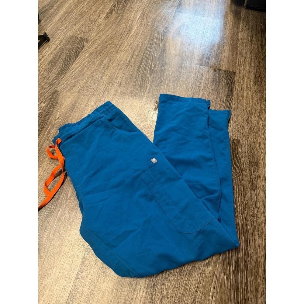 FIGS Technical Collection Scrub Pants Teal Blue Orange Drawstring Mens Medium